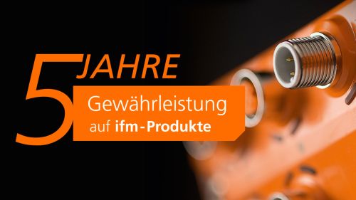 Label 5 Jahre Gewährleistung auf ifm-Produkte