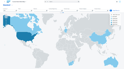 World map that shows the company's stocks in different colours.