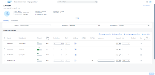 Screenshot: Neue Fiori-App zur Durchführung von Warenentnahmen zum Fertigungsauftrag