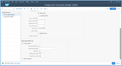 Screenshot: data setup MRP Live