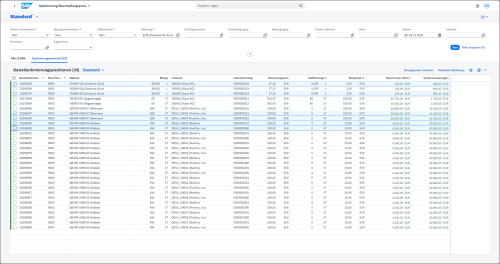 Screenshot: Fiori-App Optimierung Beschaffungspreis