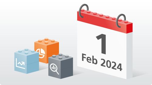 Calendar and colorful building stones with icons for graphical representation of demand planning