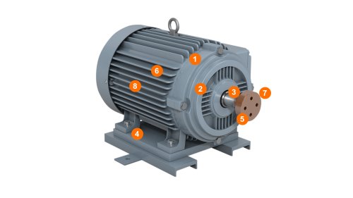 The graphic shows possible measuring points for 3-axis vibration sensors