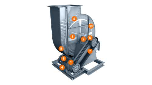 The graphic shows possible measuring points for 3-axis vibration sensors