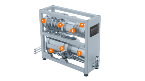 The graphic shows possible measuring points for 3-axis vibration sensors