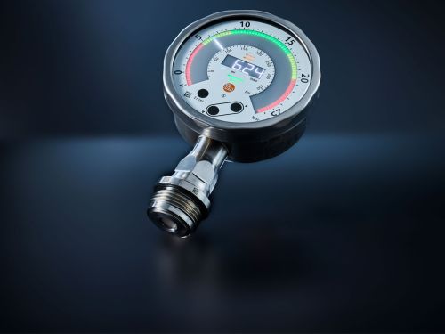 Obrázek s upoutávkou na článek: Elektronický manometr s inteligentním zobrazením tlaku. Vícebarevný LED displej zajišťuje čitelné zobrazení tlakových rozsahů a hodnot.