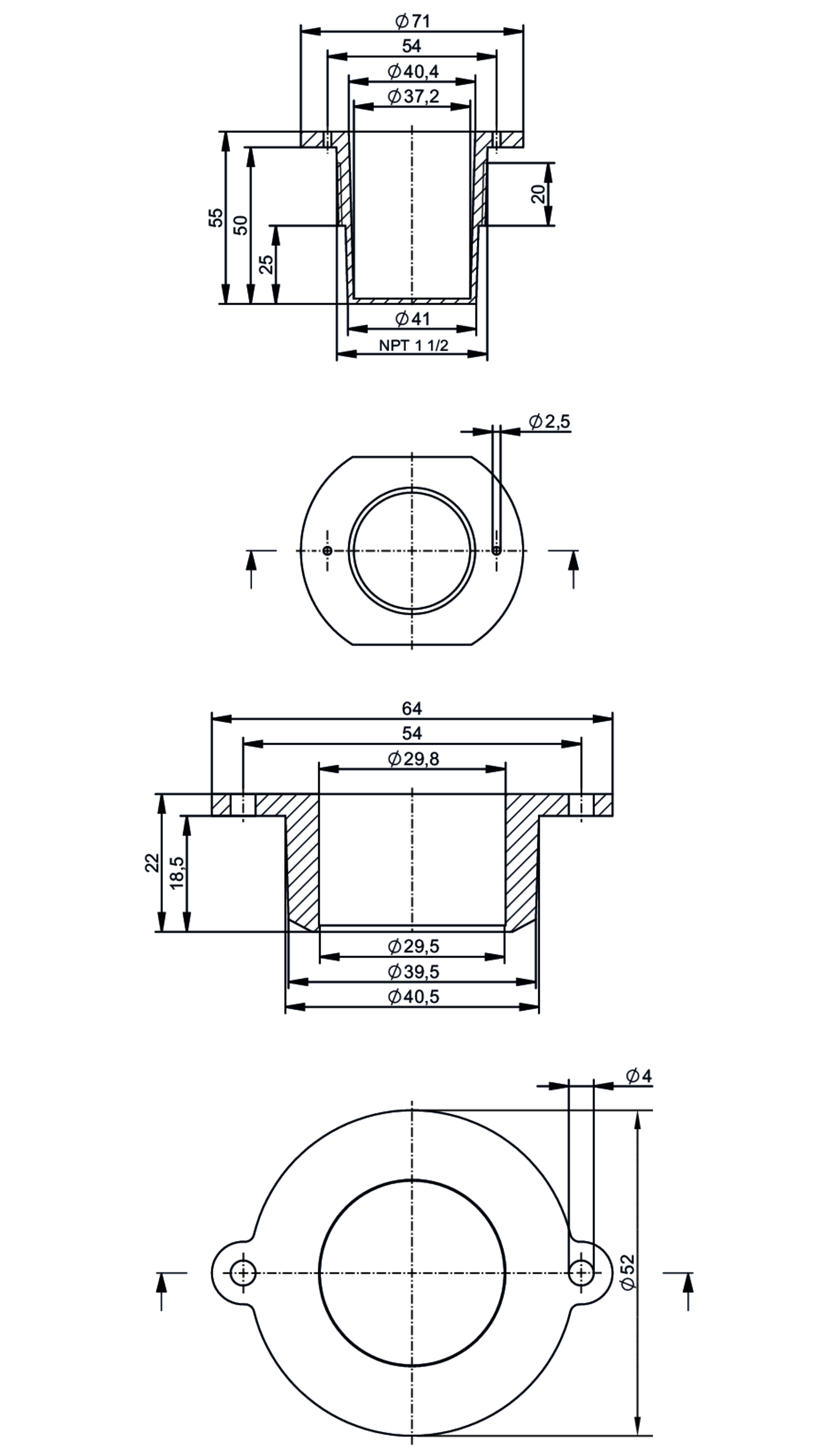 E19929 - Mounting adapter for capacitive sensors - ifm